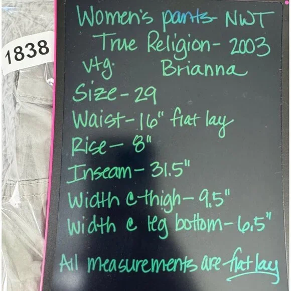 True Religion Womens 29 Brianna Pants Rare Vtg 2003 NWT Gray 90s Y2K Made-USA - Picture 15 of 16